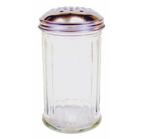 12oz Dredger Shaker Glass / Steel for Sugar Flour Cappuccino Chocolate - Premium Kitchen from Chabrias Ltd - Just £7.59! Shop now at Chabrias Ltd