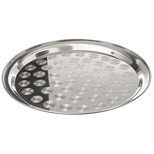 CONCEPT4U® Stainless Steel Round 35cm Serving Food Dish Thali Indian Balti Dinner Plate Party Restaurant Bar Waiters Cocktail Drink Mess Tray - Premium Home from Concept4u - Just £7.99! Shop now at Chabrias Ltd