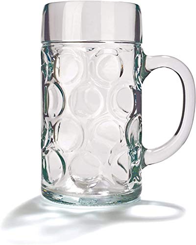 Chabrias Ltd German Beer Stein Glass 2 Pint | Classic Beer Tankards, Beer Mugs, Beer Steins | 2 Pint Glass Beer Tankards - Premium Kitchen from Chabrias Ltd - Just £9.75! Shop now at Chabrias Ltd