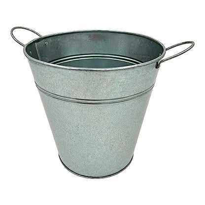 Galvanized Ice Bucket - 10" Diameter | Rustic Vintage Design | Premium Quality | Two Metal Handles for Easy Mobility - Premium Kitchen from Chabrias Ltd - Just £14.99! Shop now at Chabrias Ltd