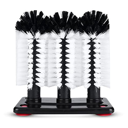 3 Brush Glass Washer,Glass Cleaning Brushes with Suction Cup Base,3 Scrubber Heads BarGlass Bottle Cup Cleaning Brushes for Bar Kitchen Sink Home Tools,7.5 x 3.9 x 7.5inch - Premium Home from Chabrias Ltd - Just £17.99! Shop now at Chabrias Ltd