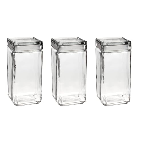 Chabrias Ltd Square Stackable Glass Storage Jars With Lids, Food Container, Food Storage, Kitchen Storage Containers, Coffee, Sugar, Tea Containers, Pantry Storage Containers - Premium Home from Chabrias Ltd - Just £13.99! Shop now at Chabrias Ltd