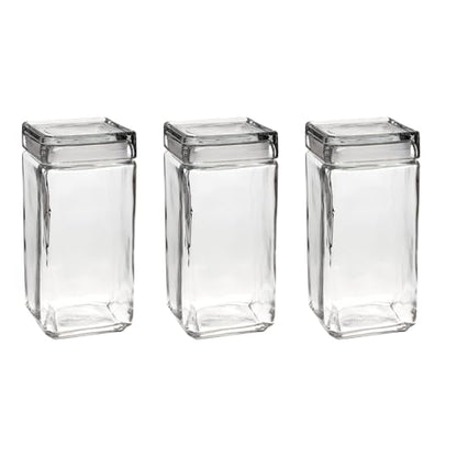 Chabrias Ltd Square Stackable Glass Storage Jars With Lids, Food Container, Food Storage, Kitchen Storage Containers, Coffee, Sugar, Tea Containers, Pantry Storage Containers - Premium Home from Chabrias Ltd - Just £13.99! Shop now at Chabrias Ltd