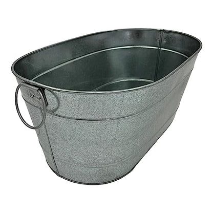 Galvanized Oval Ice Tub - 18" | Rustic Vintage Design | Premium Quality | Two Metal Handles for Easy Mobility - Premium Kitchen from Chabrias Ltd - Just £19.99! Shop now at Chabrias Ltd