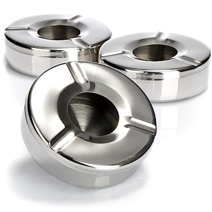 Windproof Ashtray Stainless Steel with Lid - Durable Cigarette Ashtray for Indoor and Outdoor Use - Premium Home from Chabrias Ltd - Just £5.98! Shop now at Chabrias Ltd