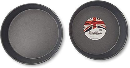 Samuel Groves 2 x Round Victoria Sandwich Sponge Cake Tin Straight Sided Deep Pan Fixed Base, Superior Double Coated Non Stick, UK Made - Premium Kitchen from Samuel Groves - Just £8.49! Shop now at Chabrias Ltd