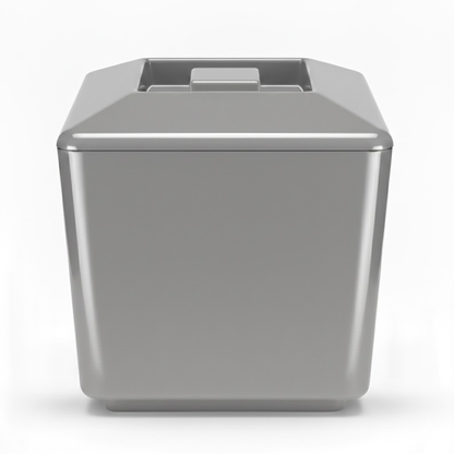 UK made silver square ice bucket with drainage liner and BPA-free plastic design