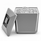 Silver 4 litre square insulated ice bucket with lid for parties and home bars