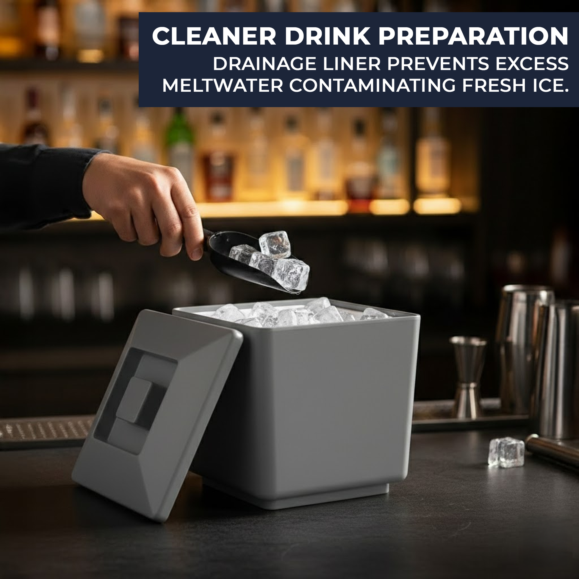 Lightweight 4 litre square ice bucket for pubs restaurants home bars and BBQs