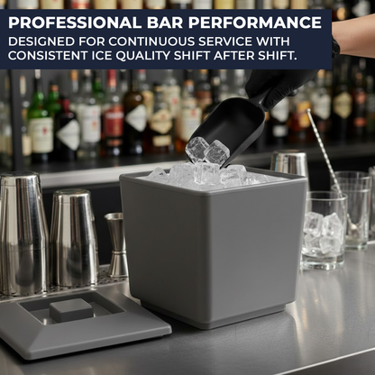 Silver square cocktail ice bucket with lid for garden parties and events