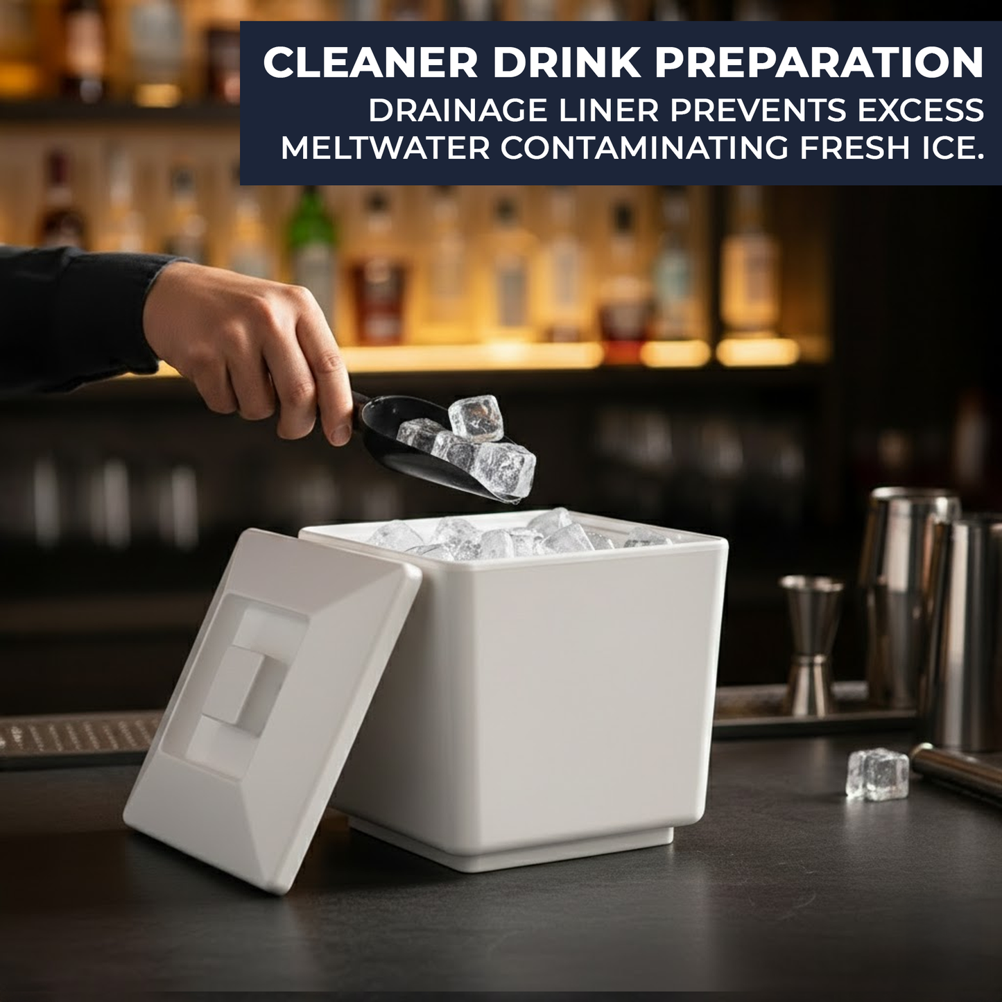 Lightweight 4 litre square ice bucket for pubs restaurants home bars and BBQs