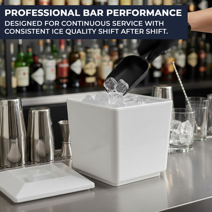 White square cocktail ice bucket with lid for garden parties and events