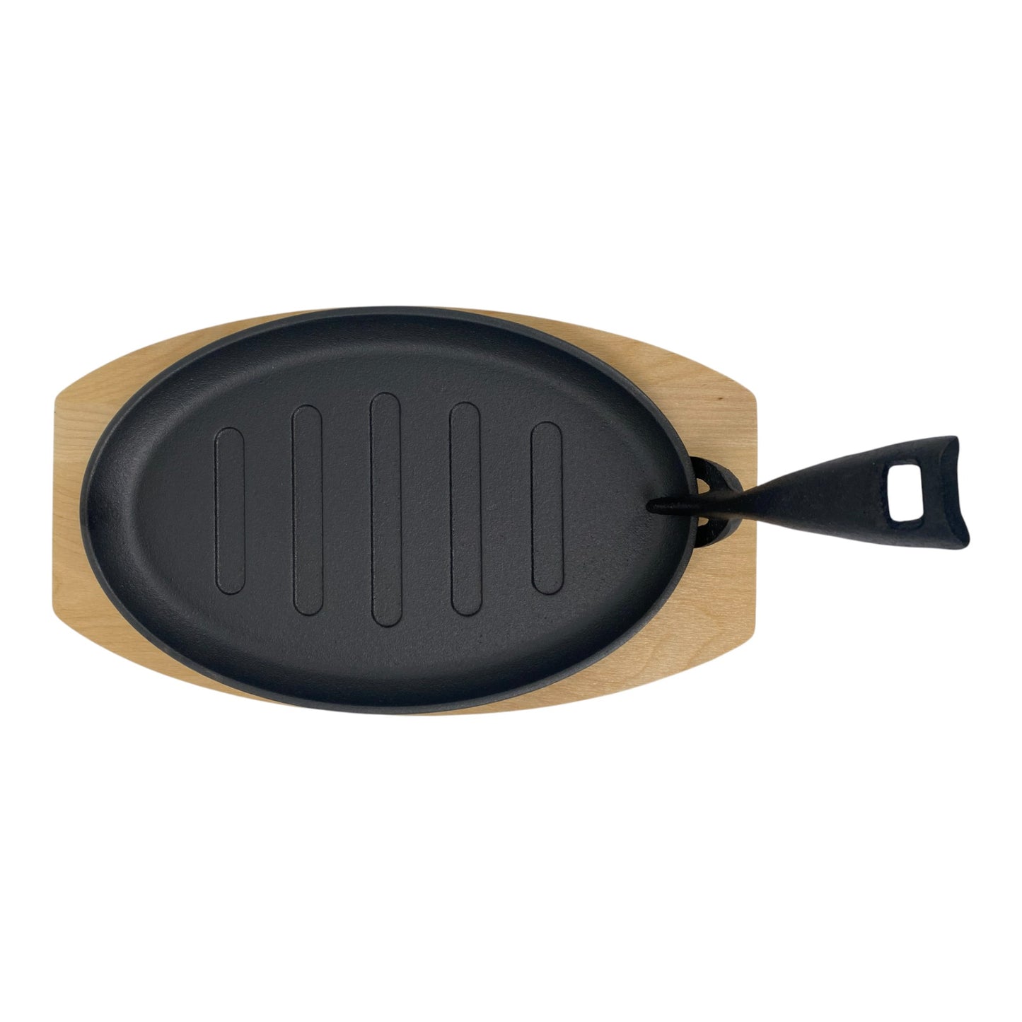 Sizzle Platter Cast Iron, Oval, with Light Wood Undertray & Handle
