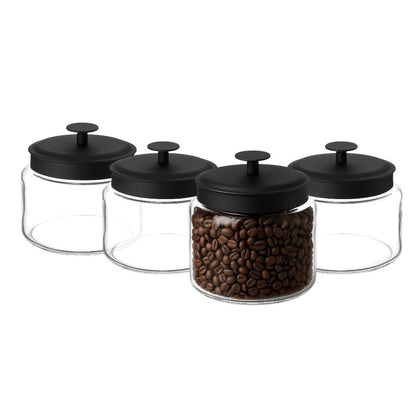 Montana Glass Jar with Matte Black Sealed Lid, 48oz (4 pack) - Premium Home from Chabrias Ltd - Just £69.99! Shop now at Chabrias Ltd