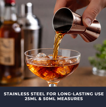 Stainless Steel With Rose Gold Finish,  25/50ml Measure Jigger (1 Piece)