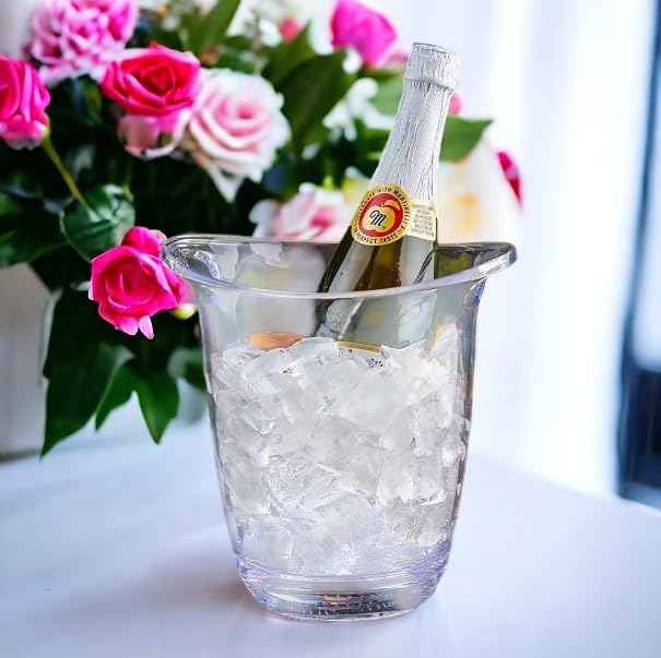 Chabrias Ltd Acrylic Champagne Wine Bucket Cooler with Integrated Hole Handles – Stylish Angled Ice Bucket for Champagne, Wine, Water Bottles – Ideal for Home, Dinner Parties, or Professional Use - Premium Kitchen from Chabrias Ltd - Just £9.49! Shop now at Chabrias Ltd