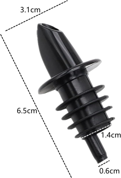 Chabrias Ltd Free Flow Pourers Black Pack of 12 Freeflow Plastic Pourer for Spirits, Juices, Syrups & Oils Conical Wine Spout Stopper with Air Tube Alcohol Pouring Tube for Bars, Restaurants, Kitchen