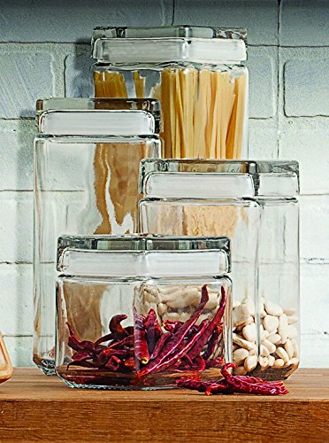 Anchor Hocking Stackable Jars with Glass Lid, Set of 2 - Premium Kitchen from Chabrias Ltd - Just £49.99! Shop now at Chabrias Ltd