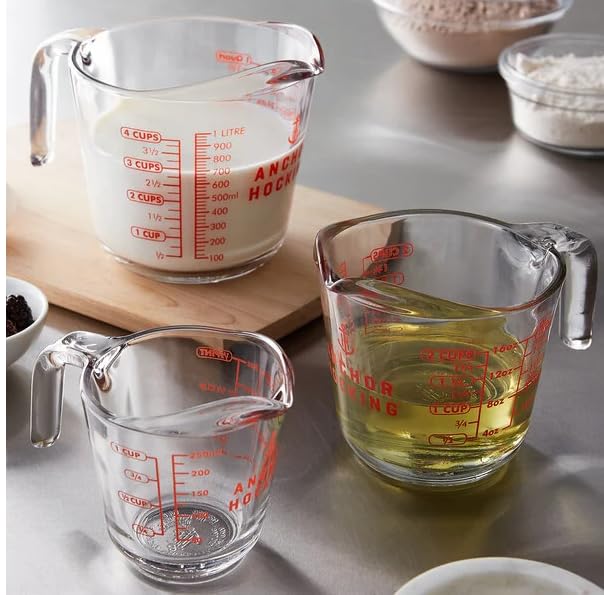 Chabrias 3-Piece Measuring Cup Set, Set of 3, Clear Set Contains: (1) 1-Cup Glass Measuring Cup, (1) 2-Cup Glass Measuring Cup and (1) 4-Cup Glass Measuring Cup Glass Measuring Cups are Tempered - Premium Kitchen from Chabrias Ltd - Just £24.99! Shop now at Chabrias Ltd