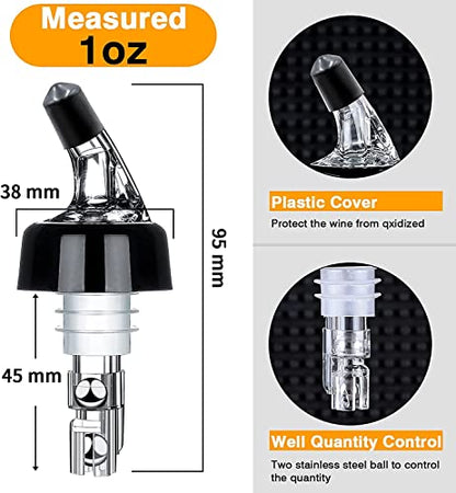 Chabrias Bottle Pourers, Quick Shot Spirit Measure Pourer Spouts Drinks Wine Cocktail Alcohol Automatic Dispenser Home Bar Tools UK Made