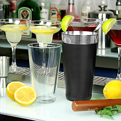 Vinyl Boston Cocktail Shaker Black - Tin & Glass Set by bar@drinkstuff | Boston Shaker Can, Professional Boston Glass, Professional Boston Cocktail Shaker Set - Vinyl Coated for Extra Grip & Flair Bartending - Premium Home from bar@drinkstuff - Just £9.49! Shop now at Chabrias Ltd