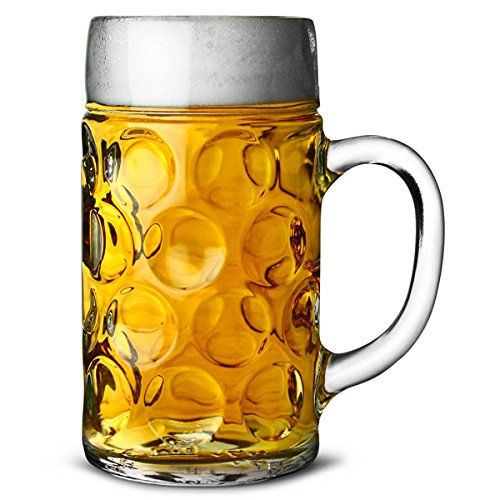 6X German Beer Stein Glass 2 Pint | Classic Beer Tankards, Beer Mugs, Oktoberfest - Premium Home from Chabrias Ltd - Just £42.74! Shop now at Chabrias Ltd