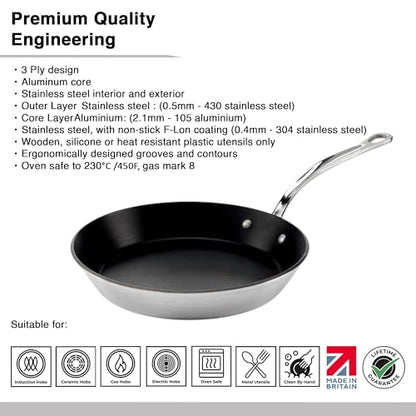 Samuel Groves Stainless Steel Non Stick 3-Ply Paella Pan – Rapid Heat Distribution, Durable Design, Riveted Handles, Induction Compatible, UK Made - Premium Kitchen from Samuel Groves - Just £99.99! Shop now at Chabrias Ltd