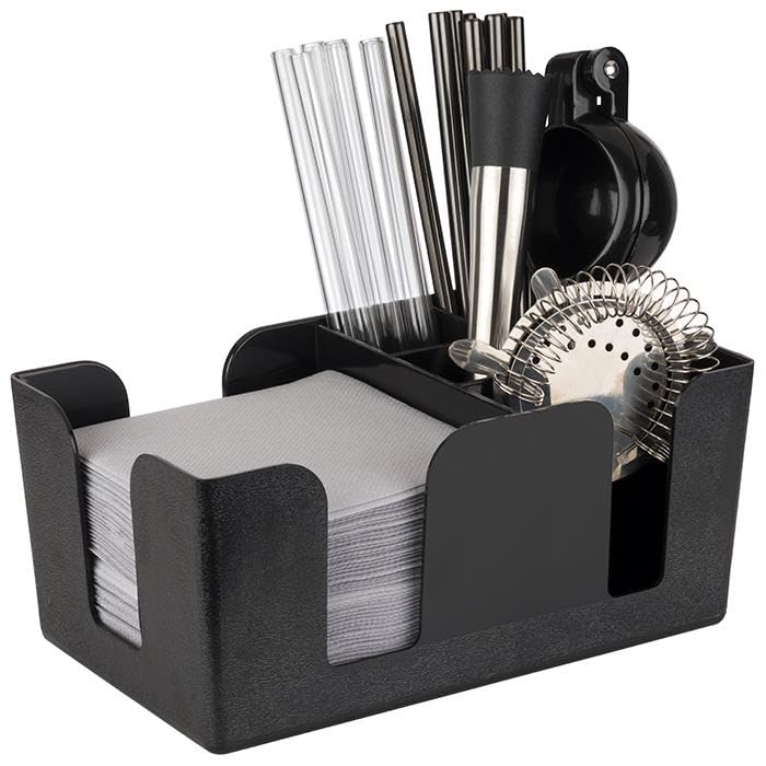 Chabrias Ltd Plastic Classic Bar Caddy Black, Bar Storage, Bar Organiser, Bar Condiment Caddy, Napkin Holder, Straw Holder - Premium Kitchen from Chabrias Ltd - Just £79.99! Shop now at Chabrias Ltd