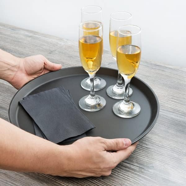 U-Grip Round Black Anti Slip Non Slip Bar Drinks Food Serving Tray - Bar Tray for Parties, Gatherings, Bars, Restaurants, and Home - Premium Home from Chabrias Ltd - Just £99.99! Shop now at Chabrias Ltd