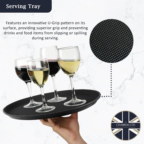 U-Grip Round Black Anti Slip Non Slip Bar Drinks Food Serving Tray - Bar Tray for Parties, Gatherings, Bars, Restaurants, and Home - Premium Home from Chabrias Ltd - Just £99.99! Shop now at Chabrias Ltd