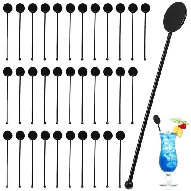 Clear UK Made Reusable Plastic Cocktail Disk Stirrers - Premium Quality Stir Sticks for Mixing and Garnishing Drinks - Premium Kitchen from Chabrias Ltd - Just £8.99! Shop now at Chabrias Ltd