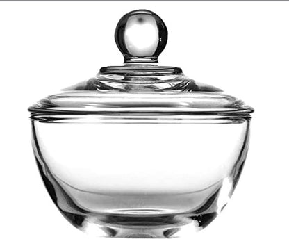 Chabrias Presence Glass Sugar Bowl, Candy Bowl, Jam Pot with Lid, Clear 8oz