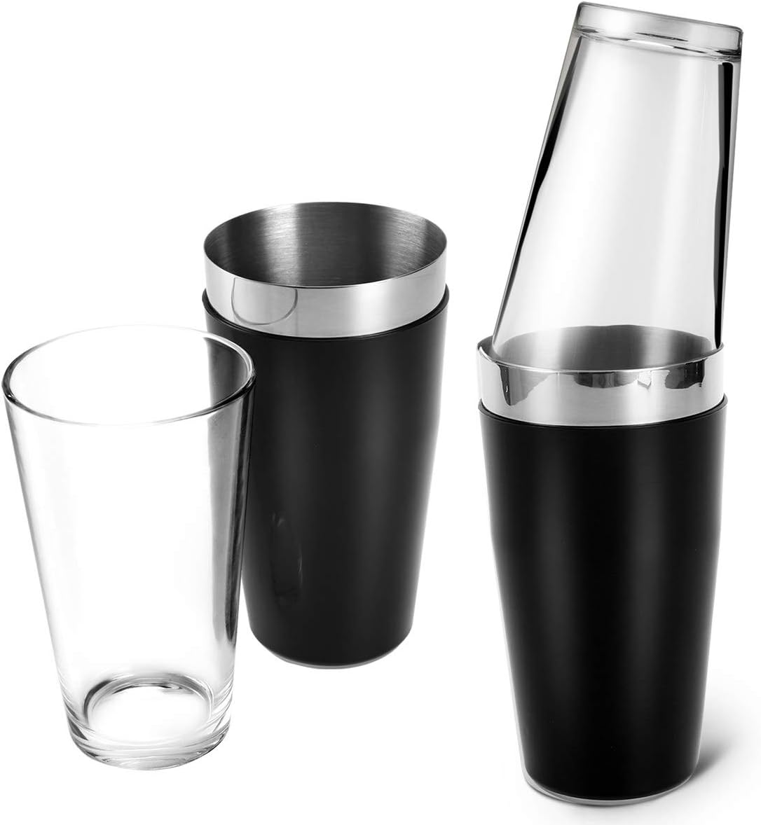 Vinyl Boston Cocktail Shaker Set, Black - Premium Home from Chabrias Ltd - Just £9.49! Shop now at Chabrias Ltd