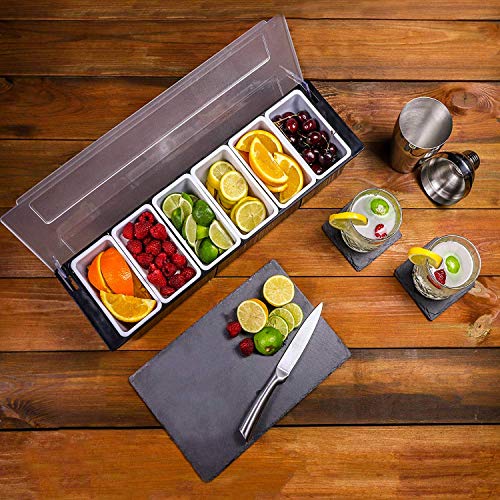 Click to Open expanded View Plastic Condiment Dispenser 6 Compartment Black | Bar Condiment Holder, Cocktail Garnish Tray by Chabrias Ltd - Premium Kitchen from Chabrias Ltd - Just £23.46! Shop now at Chabrias Ltd