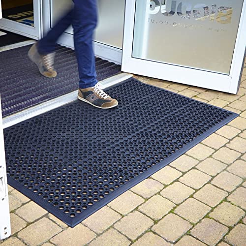 Large Outdoor Rubber Entrance Mats Anti Fatigue None Slip Drainage Door Mat Flooring Size 0.9 Metre x 1.5 Metre - Premium Furniture from Chabrias Ltd - Just £39.99! Shop now at Chabrias Ltd