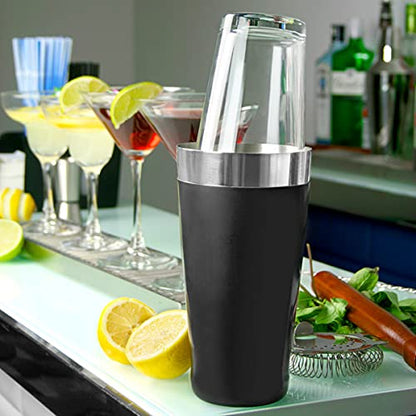 Vinyl Boston Cocktail Shaker Black - Tin & Glass Set by bar@drinkstuff | Boston Shaker Can, Professional Boston Glass, Professional Boston Cocktail Shaker Set - Vinyl Coated for Extra Grip & Flair Bartending - Premium Home from bar@drinkstuff - Just £9.49! Shop now at Chabrias Ltd