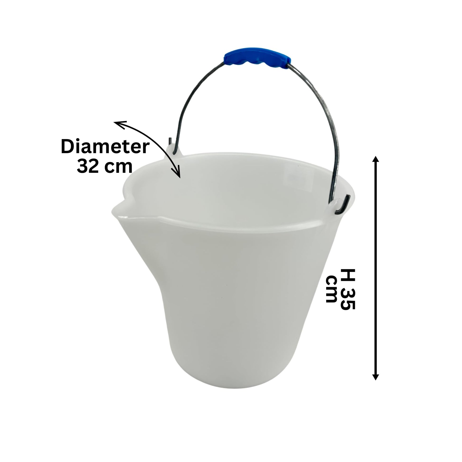 Chabrias Ltd Heavy Duty Plastic Bucket with Handle 12 Litre, White, Cleaning Bucket, Colour Coded Cleaning, Size: 32(H) x35(Dia) cm, Graduated Bucket with Pouring Lip, Professional & Home Use, L571. - Premium Home from Chabrias Ltd - Just £9.12! Shop now at Chabrias Ltd