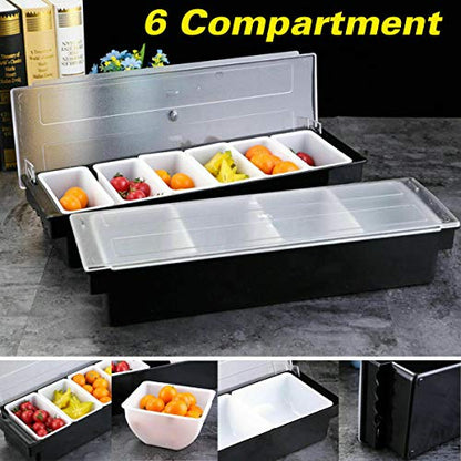 Click to Open expanded View Plastic Condiment Dispenser 6 Compartment Black | Bar Condiment Holder, Cocktail Garnish Tray by Chabrias Ltd - Premium Kitchen from Chabrias Ltd - Just £23.46! Shop now at Chabrias Ltd