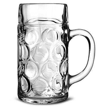 6x German Beer Stein Glass 2 Pint | Classic Beer Tankards, Beer Mugs, Oktoberfest - Premium Home from Chabrias Ltd - Just £44.99! Shop now at Chabrias Ltd