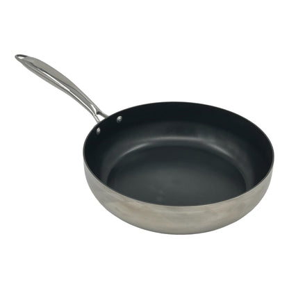 Chabrias Aluminium Stainless Steel Chef Pan 10"/26cm Frying Pan Non Stick Cooking Pan Tri-Ply Compatible with All Heat Sources Inc Induction PFOA-Free British Made (Non Stick) - Premium Kitchen from Chabrias Ltd - Just £38.59! Shop now at Chabrias Ltd