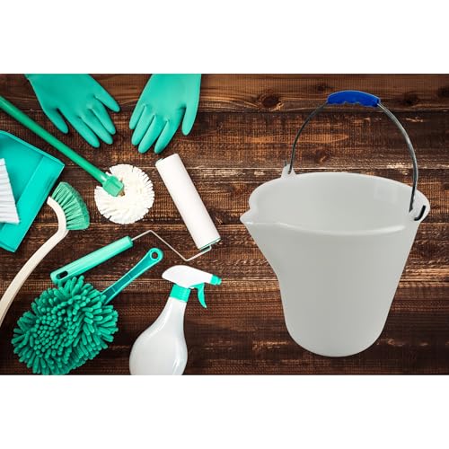 Chabrias Ltd Heavy Duty Plastic Bucket with Handle 12 Litre, White, Cleaning Bucket, Colour Coded Cleaning, Size: 32(H) x35(Dia) cm, Graduated Bucket with Pouring Lip, Professional & Home Use, L571. - Premium Home from Chabrias Ltd - Just £9.60! Shop now at Chabrias Ltd