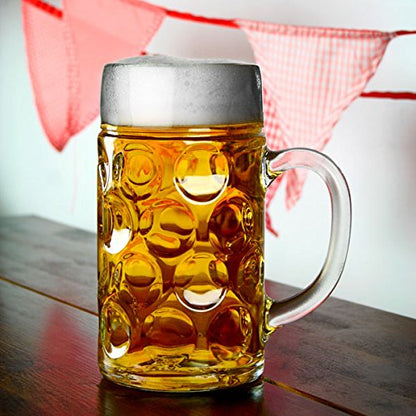 6x German Beer Stein Glass 2 Pint | Classic Beer Tankards, Beer Mugs, Oktoberfest - Premium Home from Chabrias Ltd - Just £44.99! Shop now at Chabrias Ltd