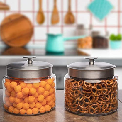 Anchor Hocking 96-Ounce Mini Montana Jars with Brushed Aluminum Metal Covers, Set of 2 - Premium Kitchen from Chabrias Ltd - Just £49.99! Shop now at Chabrias Ltd