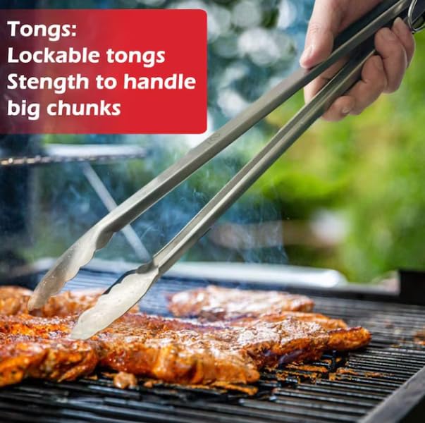 Chabrias Barbeque Tongs,Lockable Metal Tongs, Kitchen Salad Serving BBQ Buffet Clip Stainless Steel Utensils - Premium Kitchen from Chabrias Ltd - Just £6.64! Shop now at Chabrias Ltd