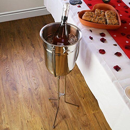 Premium Stainless Steel Wine & Champagne Ice Bucket, Ice Buckets, Ice Buckets for Parties, Set with Folding Stand, Drink Buckets for Parties, Champagne Cooler, Beer Bucket, Stainless Steel Bucket - Premium Home from Chabrias Ltd - Just £37.99! Shop now at Chabrias Ltd