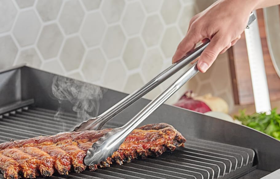 Chabrias Barbeque Tongs,Lockable Metal Tongs, Kitchen Salad Serving BBQ Buffet Clip Stainless Steel Utensils - Premium Kitchen from Chabrias Ltd - Just £10.99! Shop now at Chabrias Ltd