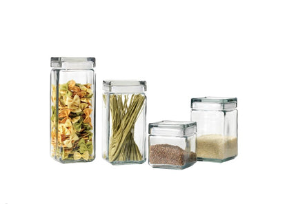 Chabrias Ltd Square Stackable Glass Storage Jars With Lids, Food Container, Food Storage, Kitchen Storage Containers, Coffee, Sugar, Tea Containers, Pantry Storage Containers - Premium Home from Chabrias Ltd - Just £13.99! Shop now at Chabrias Ltd