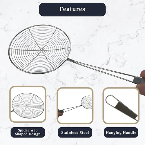 Chabrias Ltd Stainless Steel Strainer Fat Skimmer Ladle with Ergonomic Handle Wire Skimmer Spoon with Spider Mesh Filter for Frying, Straining, and Skimming – Heavy Duty - Premium Kitchen from Chabrias Ltd - Just £6.99! Shop now at Chabrias Ltd