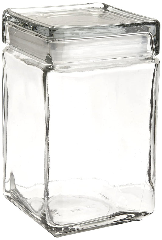 Oneida 85588R Stackable Square Glass Jar w/Glass Lid, 1.5 qt, Clear (Case of 4) - Premium BISS from Anchor Hocking - Just £33.24! Shop now at Chabrias Ltd