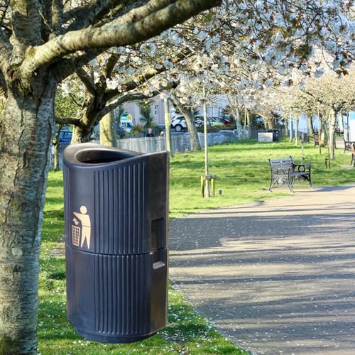 Chabrias Ltd Modern Wall Mounted/Freestanding Outdoor Bins - Street, Park, River, and School Use - UK Made - Lockable with Push Lock and Key - Galvanised Liner Included - Premium BISS from Chabrias Ltd - Just £149.99! Shop now at Chabrias Ltd